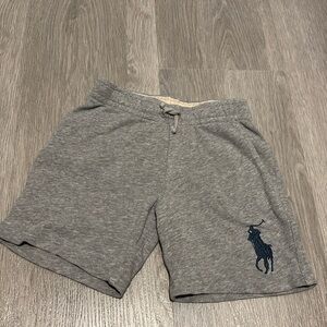 Polo Ralph Lauren horse logo shorts size 5 years old grey with navy blue logo